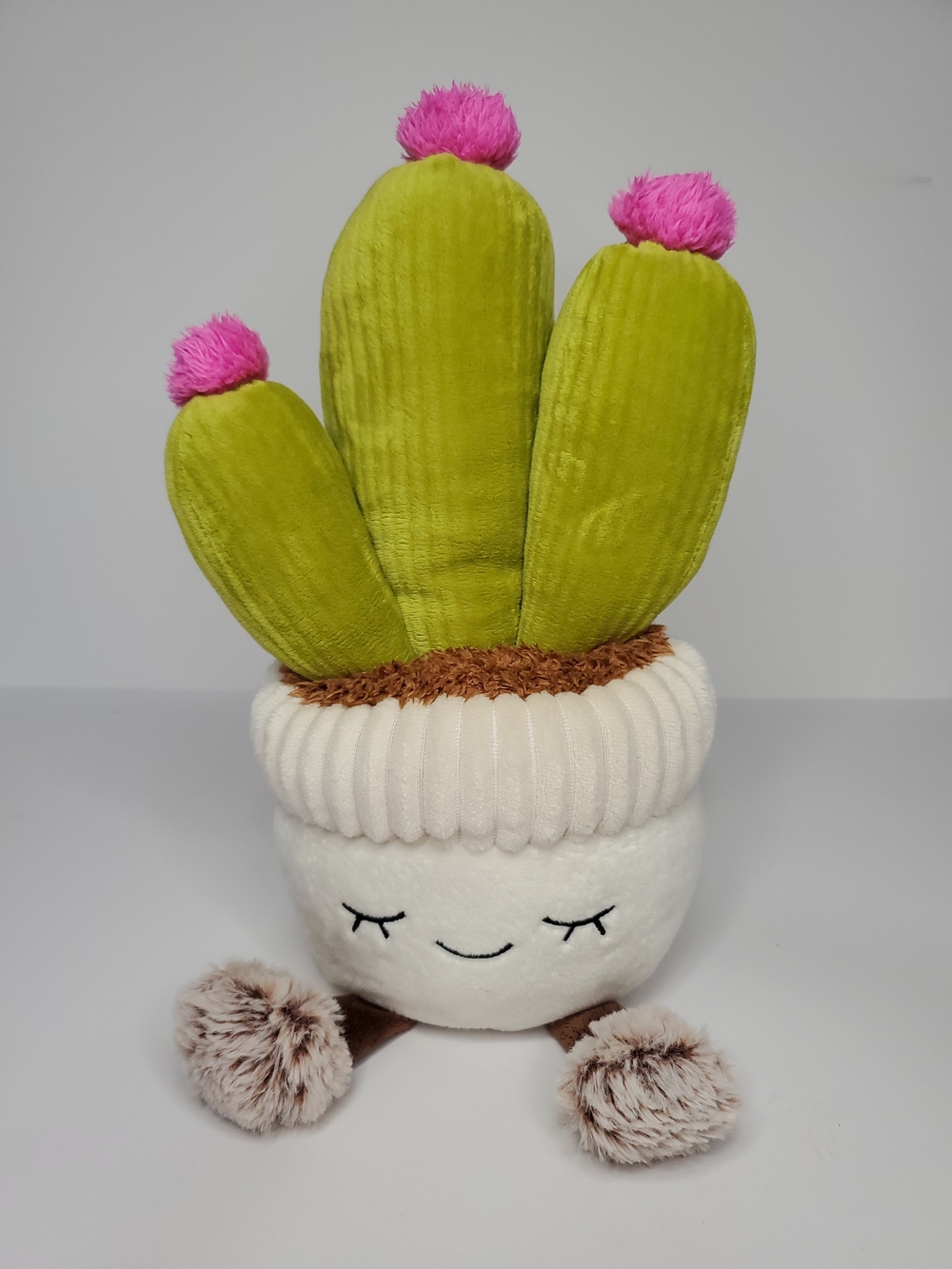 Greenhouse by Russ Flowering Cactus Plush Potted Plant Flowers 12" Shelf Sitter